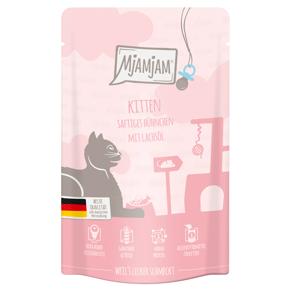 foto del prodotto mjamjam buste kitten 12 x 125 g umido gatto pollo olio di salmone