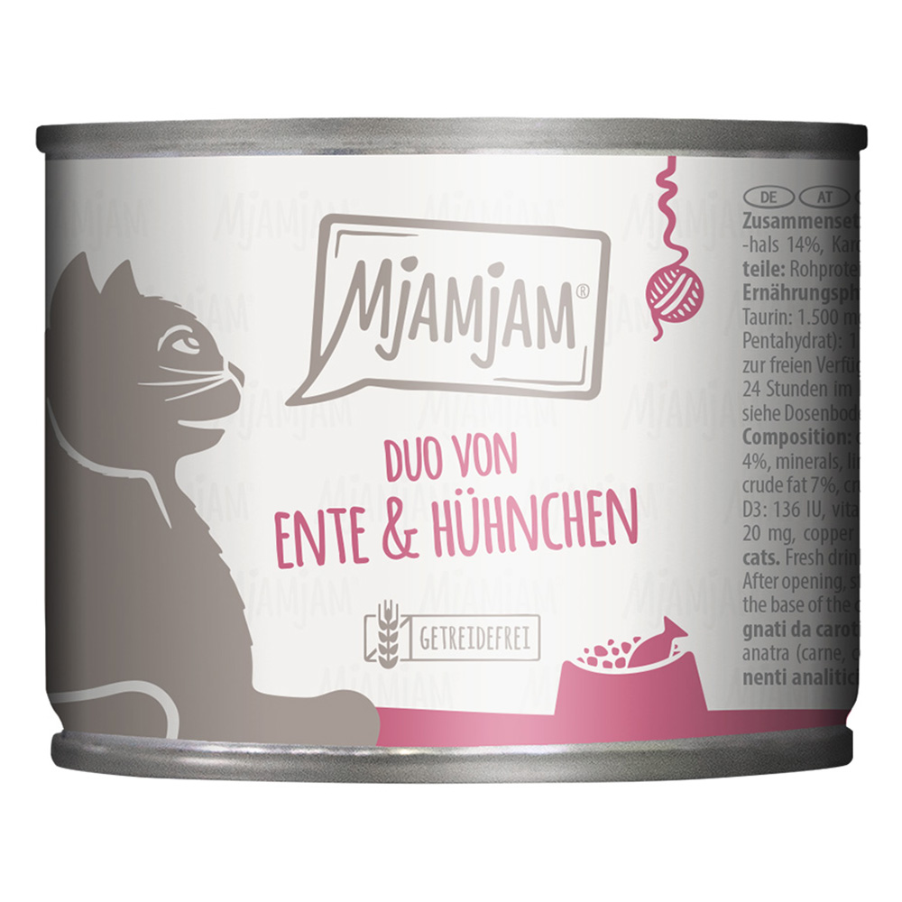 foto del prodotto mjamjam duo 6 x 200 g umido gatto anatra pollo con carotine