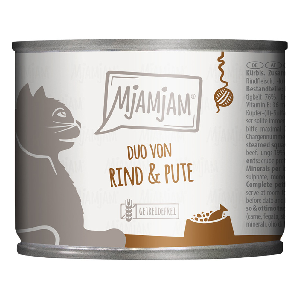 foto del prodotto mjamjam duo 6 x 200 g umido gatto manzo tacchino con zucca al vapore