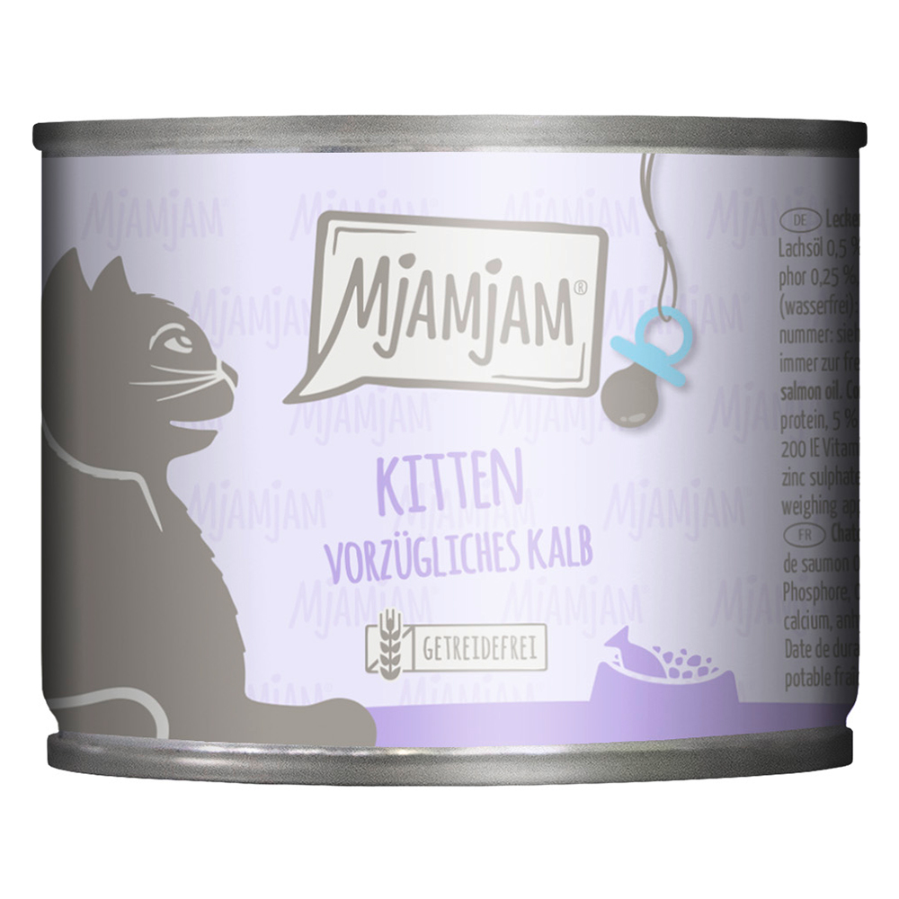 foto del prodotto mjamjam kitten 6 x 200 g umido gatto vitello olio di salmone