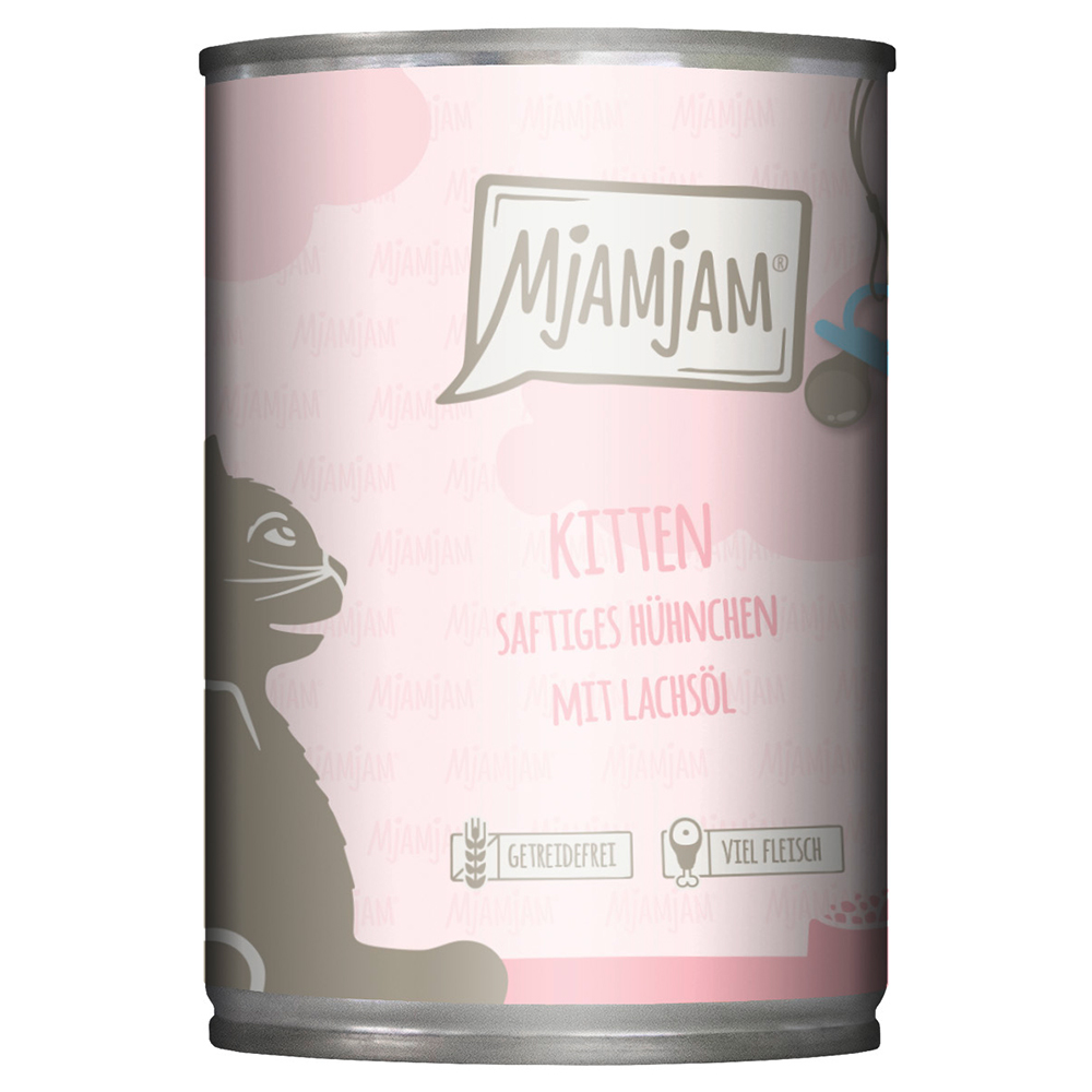 foto del prodotto mjamjam kitten 6 x 400 g umido gatto pollo olio di salmone