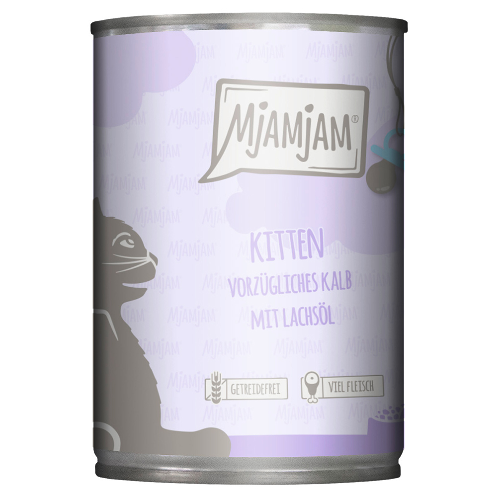 foto del prodotto mjamjam kitten 6 x 400 g umido gatto vitello olio di salmone