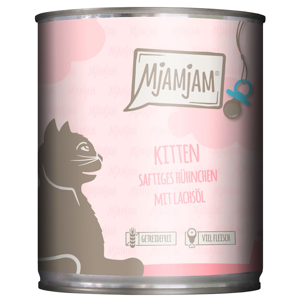 foto del prodotto mjamjam kitten 6 x 800 g umido gatto pollo olio di salmone