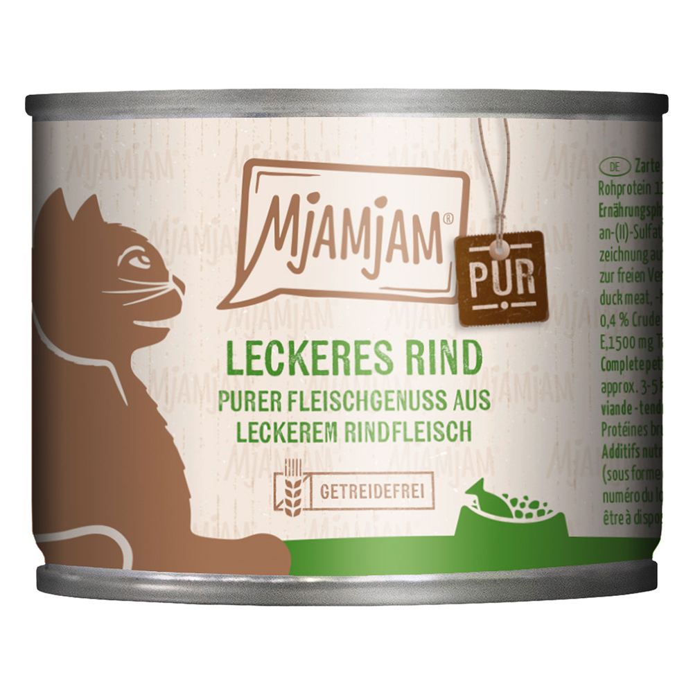 foto del prodotto mjamjam sapore autentico di carne 6 x 200 g umido gatto manzo puro