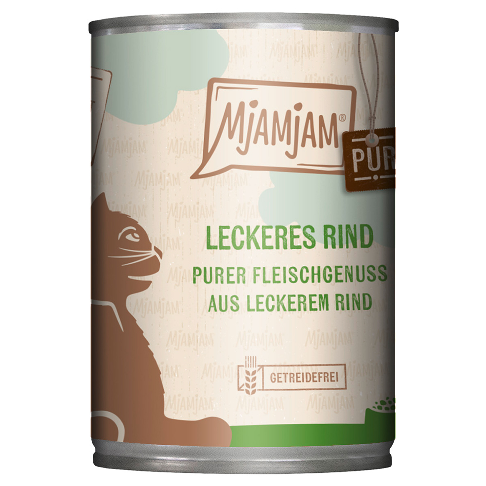 foto del prodotto mjamjam sapore autentico di carne 6 x 400 g umido gatto manzo puro