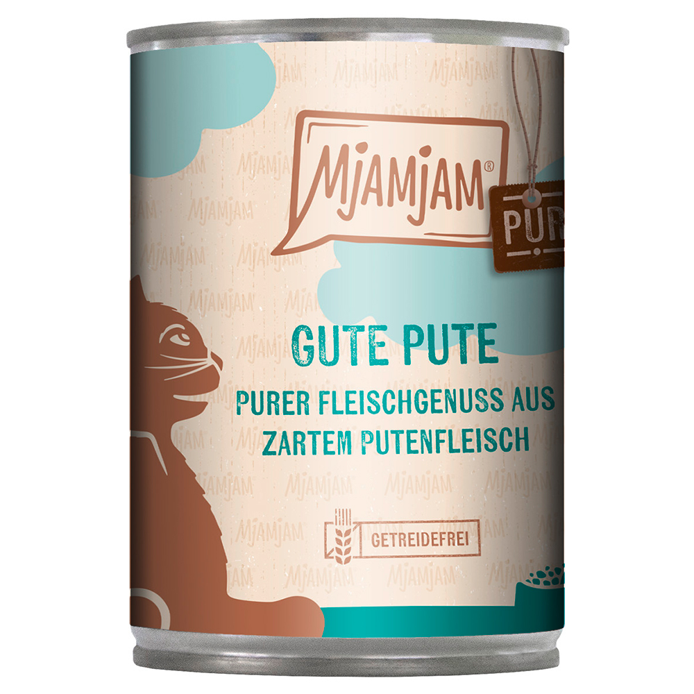 foto del prodotto mjamjam sapore autentico di carne 6 x 400 g umido gatto tacchino puro