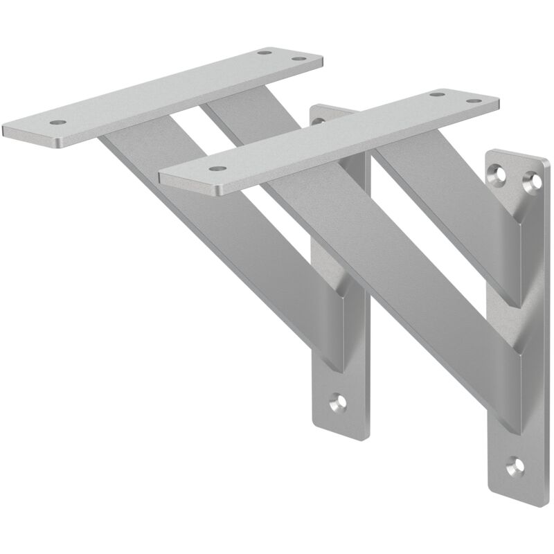 foto del prodotto ml design 2 pezzi reggimensola a muro 180x180 mm argento alluminio mensole galleggianti a parete staffa a muro supporto mensola sospesa a parete