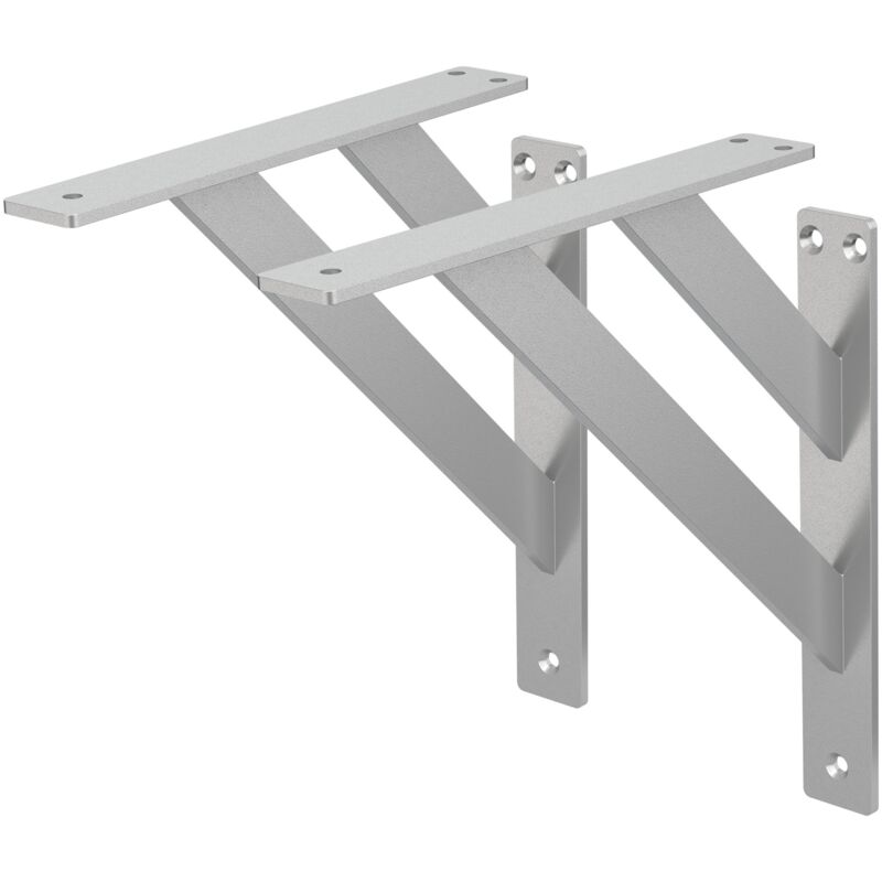 foto del prodotto ml design 2 pezzi reggimensola a muro 240x240 mm argento alluminio mensole galleggianti a parete staffa a muro supporto mensola sospesa a parete