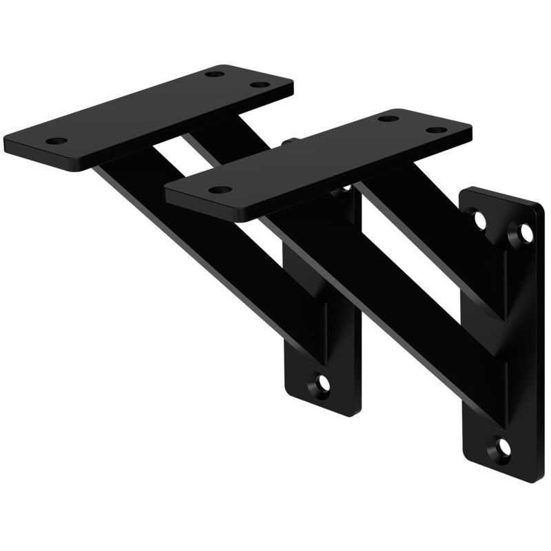 foto del prodotto ml design 2 pezzi reggimensola a muro 240x240 mm nero alluminio mensole galleggianti a parete staffa a muro supporto mensola sospesa a parete