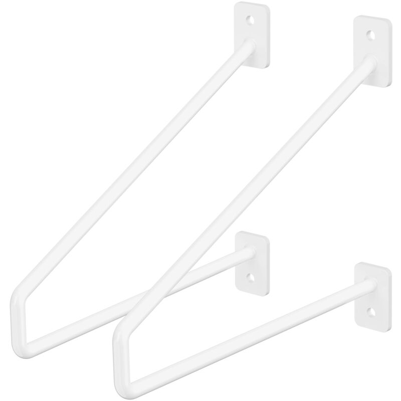 foto del prodotto ml design 2 pezzi staffe per mensole 220 mm bianco in acciaio supporto per mensola galleggiante industriale per montaggio a parete staffa di