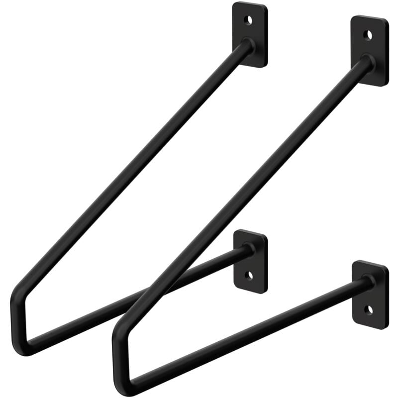 foto del prodotto ml design 2 pezzi staffe per mensole 220 mm nero in acciaio supporto per mensola galleggiante industriale per montaggio a parete staffa di scaffale