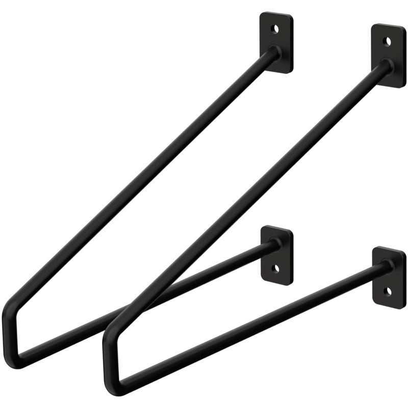 foto del prodotto ml design 2 pezzi staffe per mensole 265 mm nero in acciaio supporto per mensola galleggiante industriale per montaggio a parete staffa di scaffale a