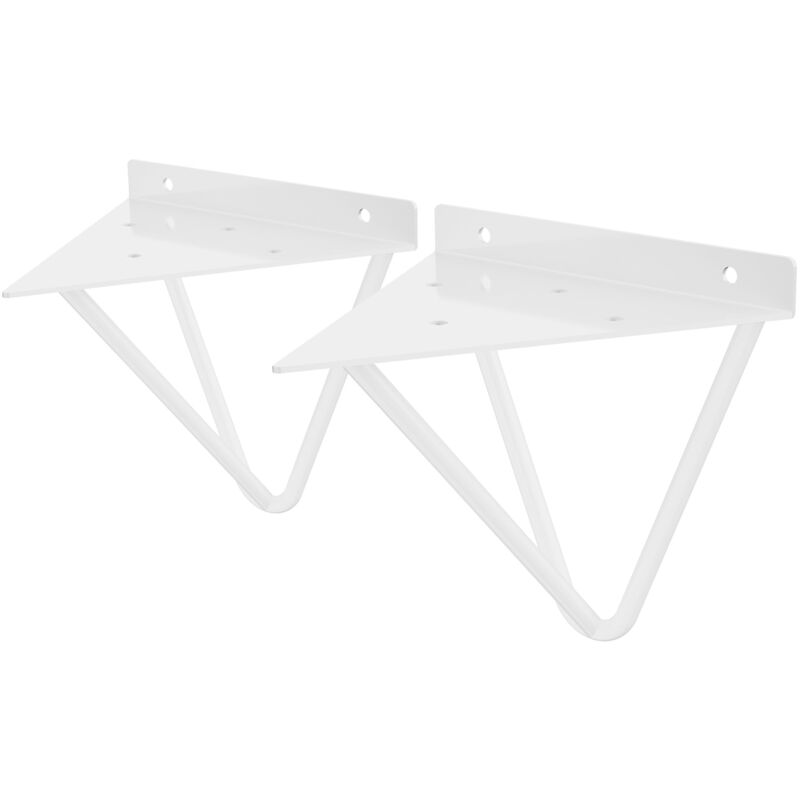 foto del prodotto ml design 2 pezzi staffe per mensole triangolari 160 mm bianco metallo reggimensola triangolare per montaggio a parete supporto per mensola a