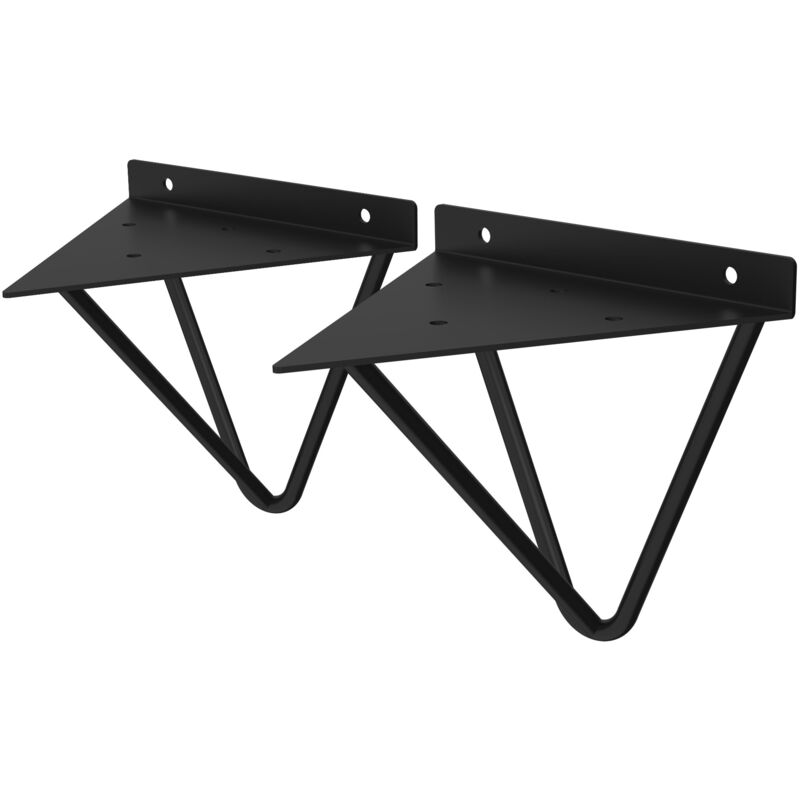 foto del prodotto ml design 2 pezzi staffe per mensole triangolari 160 mm nero metallo reggimensola triangolare per montaggio a parete supporto per mensola a prisma