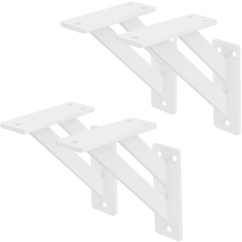 foto del prodotto ml design 4 pezzi reggimensola a muro 120x120 mm bianco alluminio mensole galleggianti a parete staffa a muro supporto mensola sospesa a parete