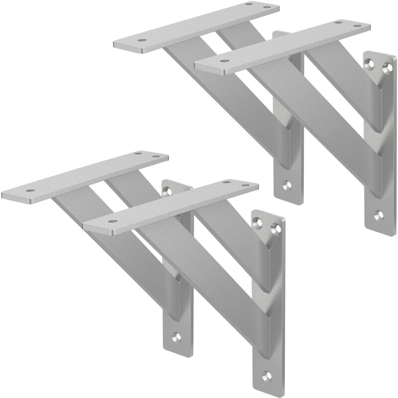 foto del prodotto ml design 4 pezzi reggimensola a muro 180x180 mm argento alluminio mensole galleggianti a parete staffa a muro supporto mensola sospesa a parete