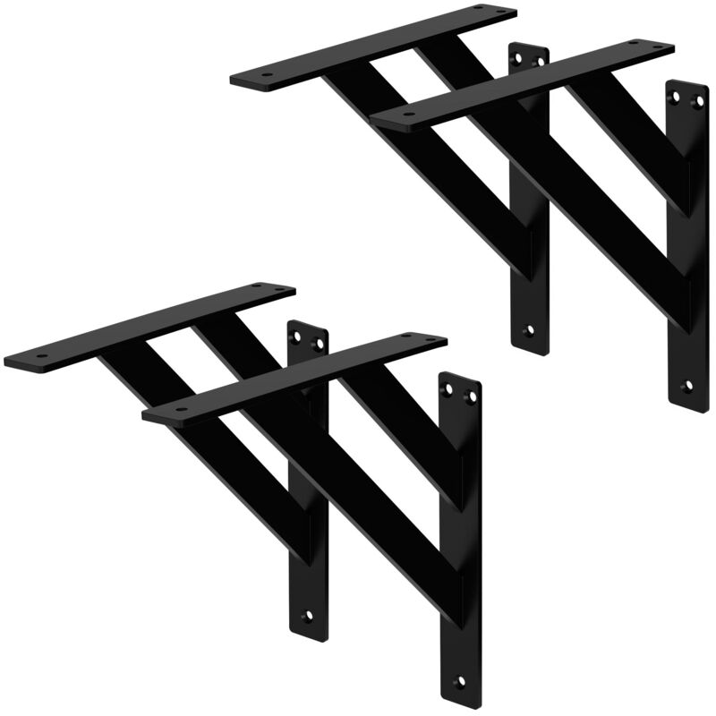 foto del prodotto ml design 4 pezzi reggimensola a muro 240x240 mm nero alluminio mensole galleggianti a parete staffa a muro supporto mensola sospesa a parete