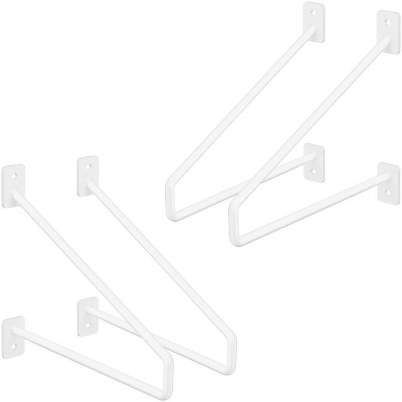 foto del prodotto ml design 4 pezzi staffe per mensole 220 mm bianco in acciaio supporto per mensola galleggiante industriale per montaggio a parete staffa di