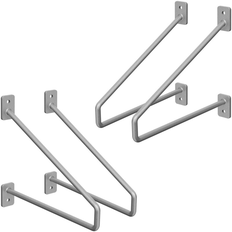 foto del prodotto ml design 4 pezzi staffe per mensole 220 mm grigio in acciaio supporto per mensola galleggiante industriale per montaggio a parete staffa di