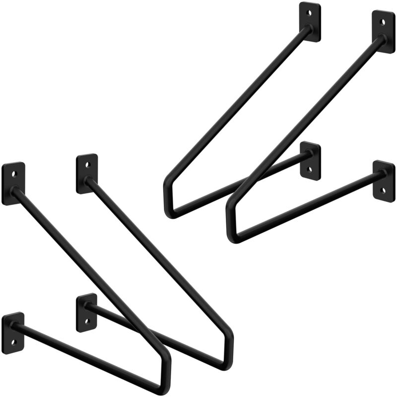 foto del prodotto ml design 4 pezzi staffe per mensole 220 mm nero in acciaio supporto per mensola galleggiante industriale per montaggio a parete staffa di scaffale