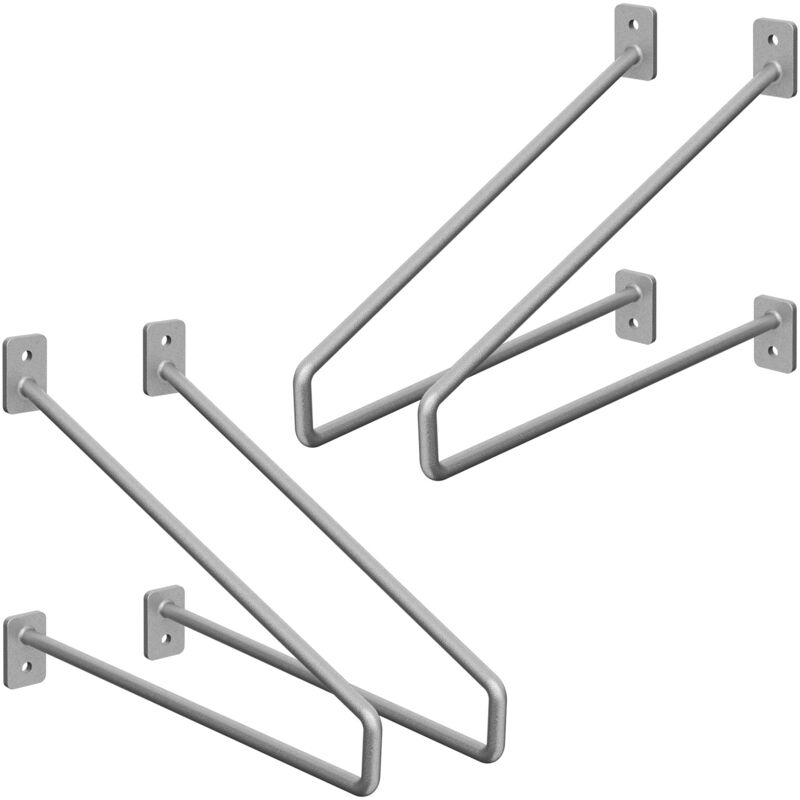foto del prodotto ml design 4 pezzi staffe per mensole 265 mm argento in acciaio supporto per mensola galleggiante industriale per montaggio a parete staffa di