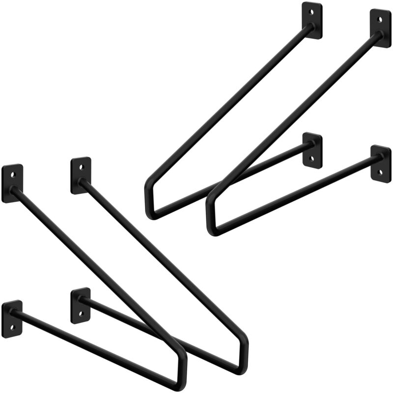 foto del prodotto ml design 4 pezzi staffe per mensole 265 mm nero in acciaio supporto per mensola galleggiante industriale per montaggio a parete staffa di scaffale