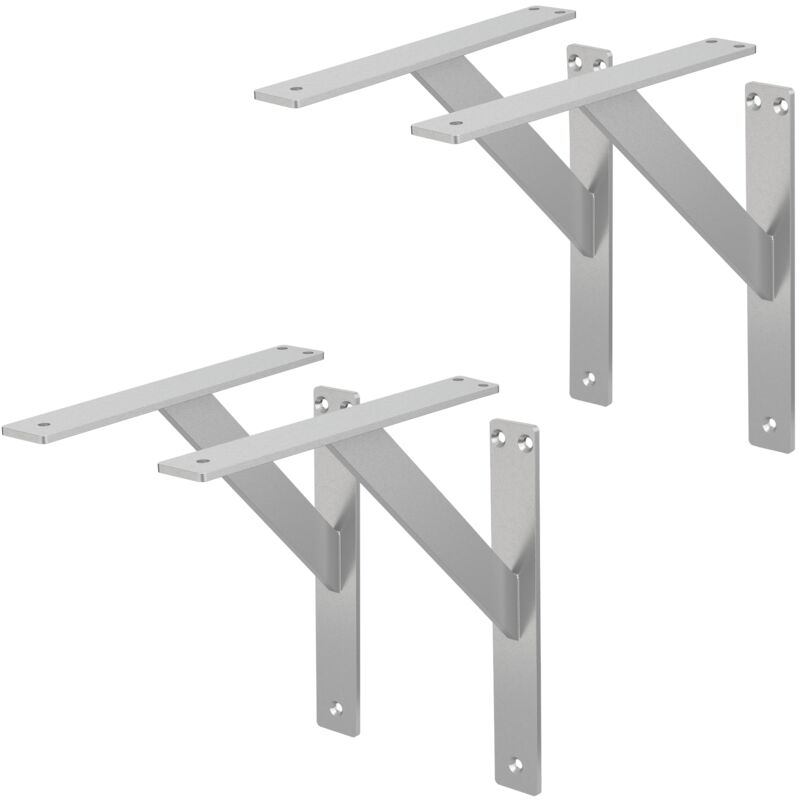foto del prodotto ml design 4 pezzi staffe per mensole pesanti 240x240 mm argento alluminio mensole galleggianti a parete staffa a muro supporto mensola sospesa a