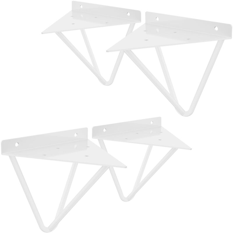 foto del prodotto ml design 4 pezzi staffe per mensole triangolari 160 mm bianco metallo reggimensola triangolare per montaggio a parete supporto per mensola a