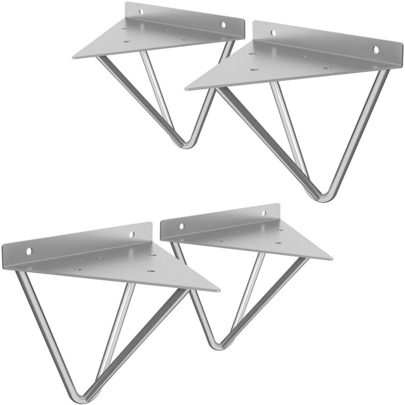 foto del prodotto ml-design - 4 pezzi staffe per mensole triangolari 160 mm grigio metallo reggimensola triangolare per montaggio a parete supporto per mensola a prisma reggimensola a forcella a muro staffa di scaffale