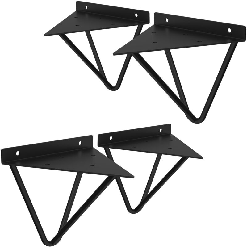 foto del prodotto ml design 4 pezzi staffe per mensole triangolari 160 mm nero metallo reggimensola triangolare per montaggio a parete supporto per mensola a prisma