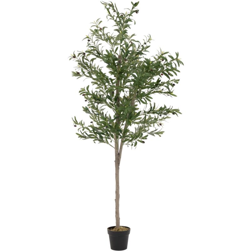 foto del prodotto ml design albero di ulivo artificiale 210 cm pianta finta grande con tronco in legno naturale e frutti decorazione realistica in vaso per