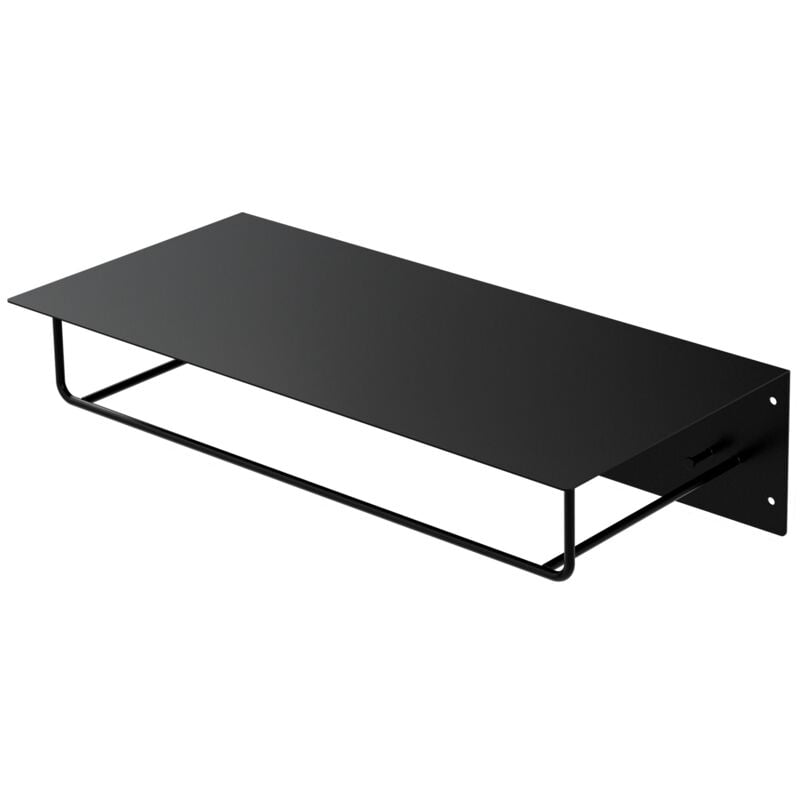 foto del prodotto ml design appendiabiti da parete con gancio asta e ripiano per capelli beretti 60 x 30 x 15 cm in acciaio verniciato a polvere nero attaccapanni da