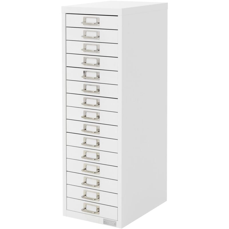 foto del prodotto ml design armadio per archiviazione con 15 cassetti 28x38x87 cm bianco cassettiera in metallo per din a4 schedario per ufficio con portaetichette