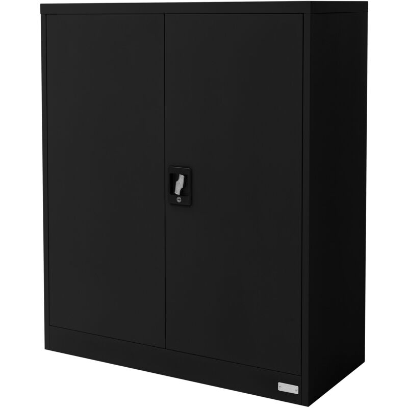 foto del prodotto ml design armadio per archiviazione con serratura nero 90x40x109 cm acciaio schedario 3 ripiani regolabili in altezza armadio per ufficio a 2 ante