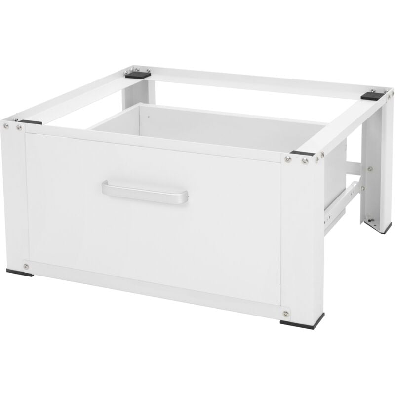 foto del prodotto ml design base per lavatrice asciugatrice frigorifero con cassetto 63 x 54 cm in acciaio bianco portata fino a 150 kg piedistallo supporto rialzato