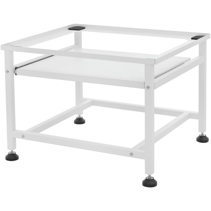 foto del prodotto ml design base per lavatrice asciugatrice frigorifero con ripiano estraibile 62,5x53,5x45 cm in acciaio bianco max. 150 kg piedistallo supporto