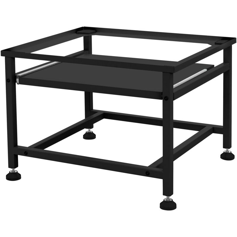 foto del prodotto ml design base per lavatrice asciugatrice frigorifero con ripiano estraibile 62,5x53,5x45 cm in acciaio nero max. 150 kg piedistallo supporto