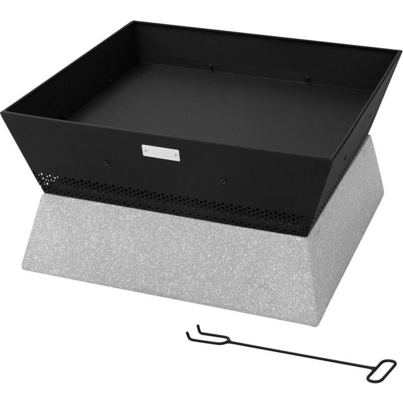 foto del prodotto ml design braciere da giardino con base in ceramica 54x28,5x54 cm nero beige ciotola rimovibile per il fuoco quadrato in acciaio cestello con