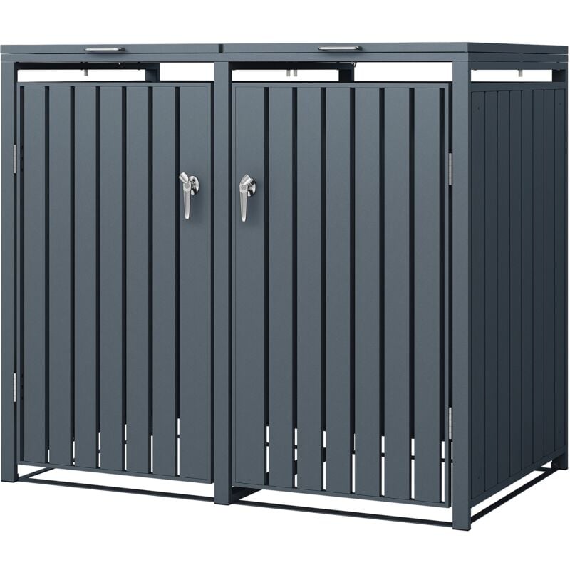 foto del prodotto ml-design copribidone per 2 bidoni di spazzatura doppio contenitore pattumiera cassonetti rifiuti 240l 132 x 80 x 116,3 cm box in acciaio verniciato