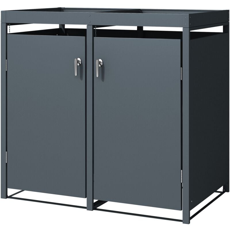 foto del prodotto ml design copribidone per spazzatura 240 l contenitore per 2 pattumiere 132x80x124 cm antracite acciaio resistente alle intemperie copri bidone per