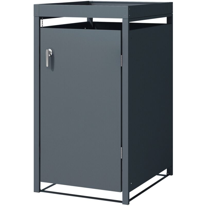 foto del prodotto ml design copribidone per spazzatura singolo 240 l per 1 contenitore pattumiera 68x80x124 cm antracite acciaio resistente alle intemperie con