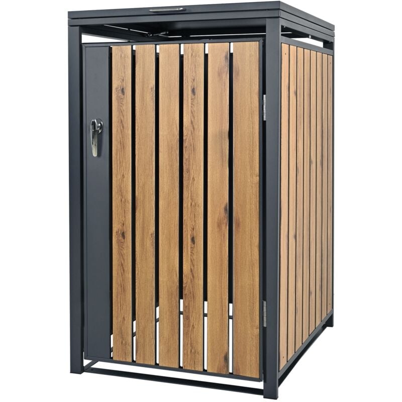 foto del prodotto ml design copribidone per spazzatura singolo contenitore pattumiera cassonetti rifiuti 240 l 68 x 80 x 116,3 cm box in acciaio antracite effetto