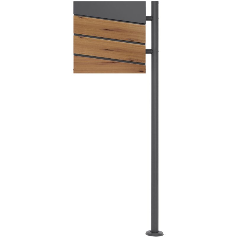 foto del prodotto ml design ecd germany cassetta postale con supporto scomparto per giornali riviste cassetta delle lettere antracite effetto legno piedistallo 120