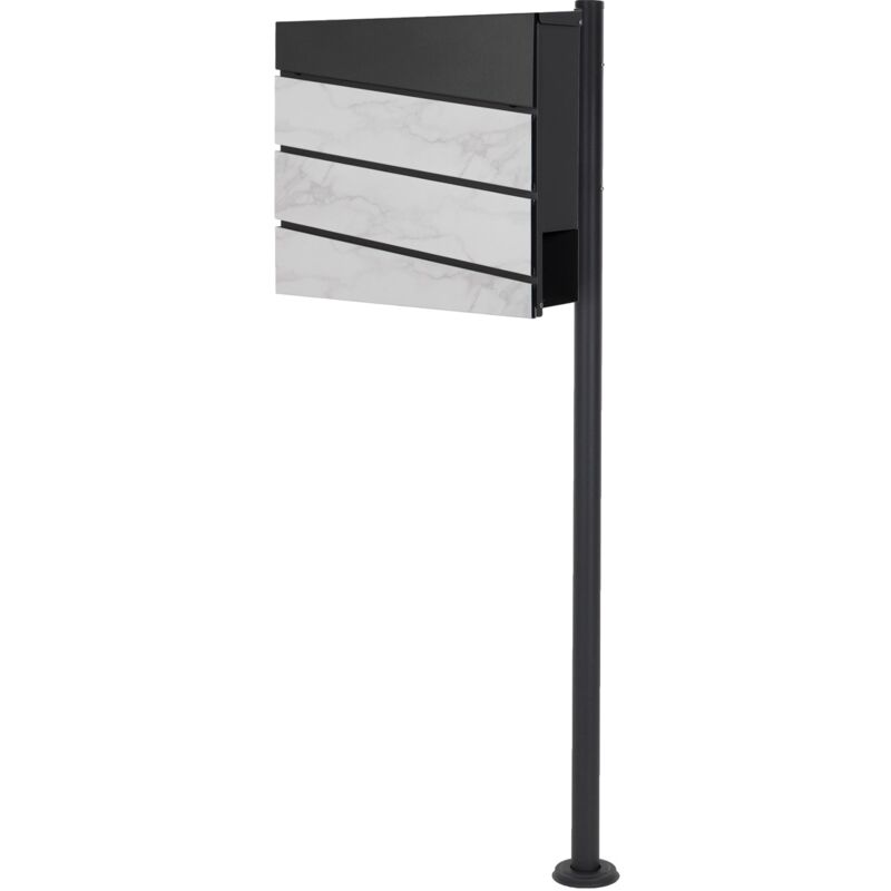 foto del prodotto ml design ecd germany cassetta postale con supporto scomparto per giornali riviste cassetta delle lettere antracite effetto marmo bianco
