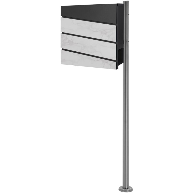 foto del prodotto ml design ecd germany cassetta postale con supporto scomparto per giornali riviste cassetta delle lettere antracite effetto marmo bianco