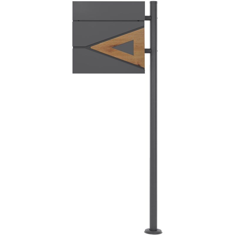 foto del prodotto ml design ecd germany cassetta postale con supporto scomparto per giornali riviste cassetta delle lettere antracite triangolo effetto legno