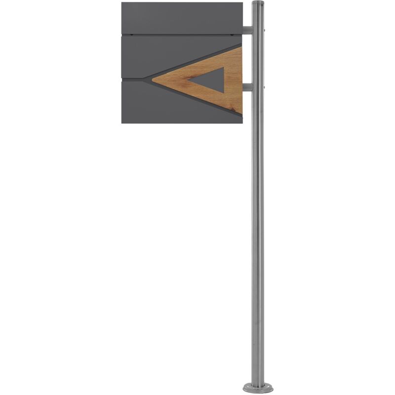 foto del prodotto ml design ecd germany cassetta postale con supporto scomparto per giornali riviste cassetta delle lettere antracite triangolo effetto legno