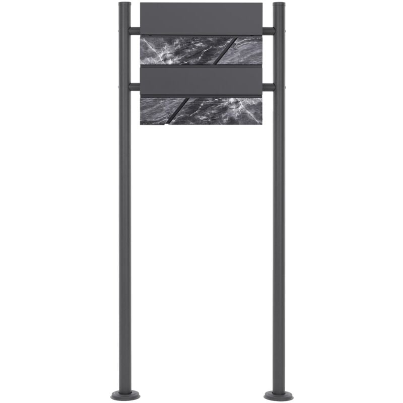 foto del prodotto ml design ecd germany cassetta postale da esterno 37 x 36,5 x 11 cm in acciaio antracite aspetto marmo nero buca lettere moderna con scomparto