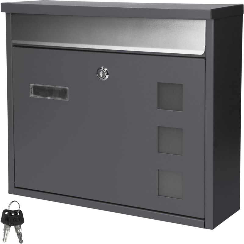 foto del prodotto ml design ecd germany cassetta postale da parete design moderno 36 x 31,5 x 11,5 cm in acciaio in acciaio inox antracite argento cassetta delle