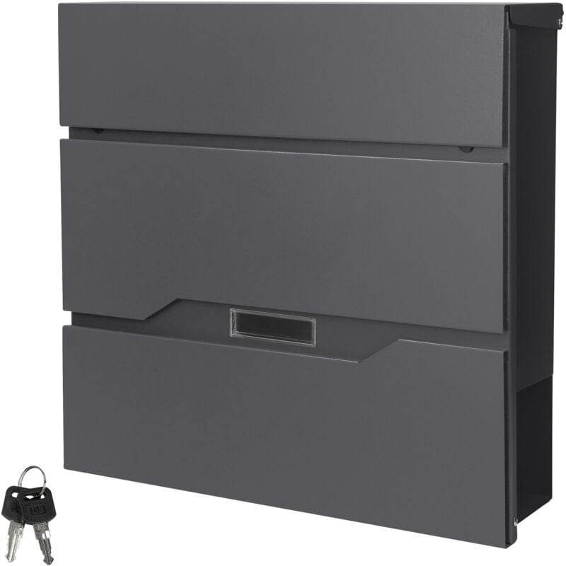 foto del prodotto ml design ecd germany cassetta postale da parete design moderno 37x11x36,5 cm in acciaio inox verniciato a polvere buca lettere a muro con